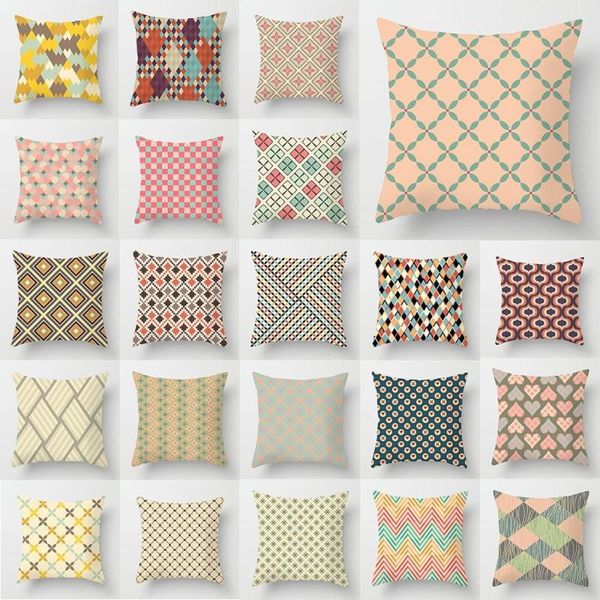 

cushion/decorative pillow geometry stripe lattice pattern plush square throw hug case living room cushion cover 45*45 cm retro style home de