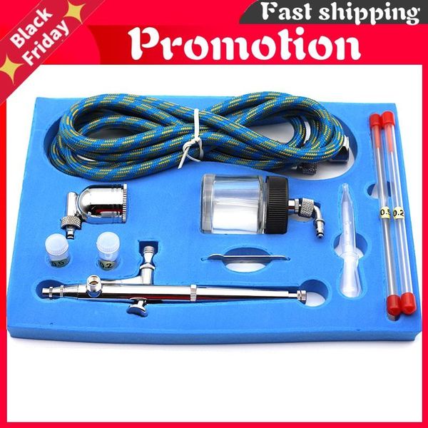 

portable dual action airbrush air compressor kit 0.2mm 0.3mm 0.5mm needles & nozzles craft cake paint art spray gun set professional guns