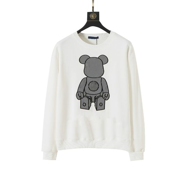 

designer embroidered reflective violent bear mens hoodies luxurious cotton 480g terry fabric comfort sweatshirt plus size xs, Black