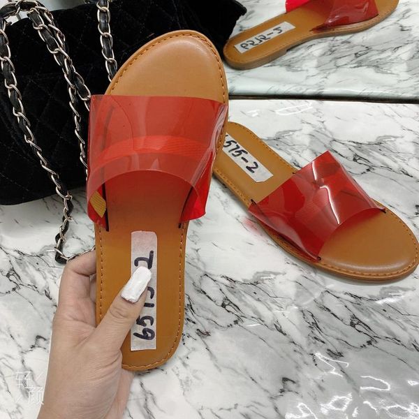 

slippers summer 2021 designer wild and comfortable transparent pvc candy-colored women's flat, Black