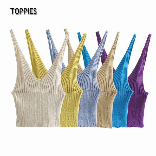 

ies summer knitted camisole slim cropped woman deep v-neck beach camisoles 210412, White