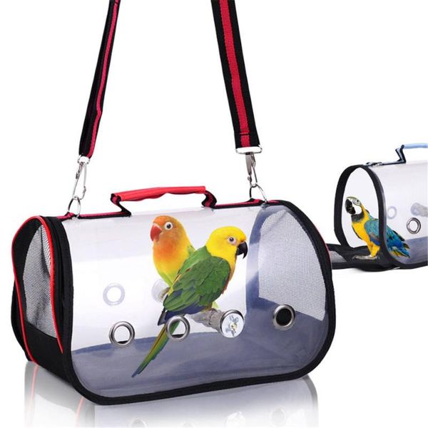 

bird cages carrier travel cage with standing pole perch foldable breathable anti-scratch net pet parrot bag