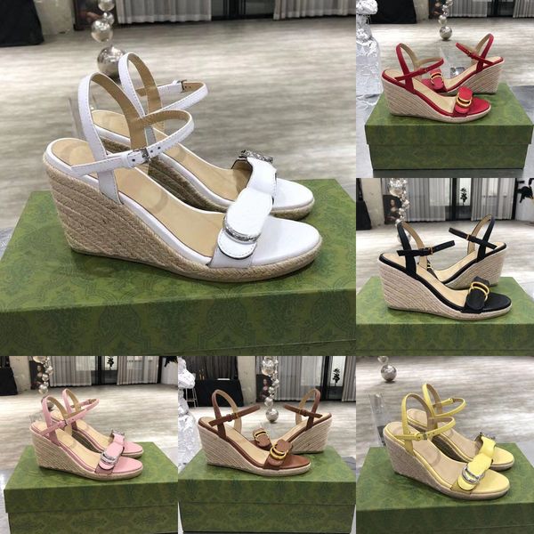 

twine designer light wedge platform thick sandal high bottom box all-match braided sandals heels stylist women shoes with high-hee bams, Black