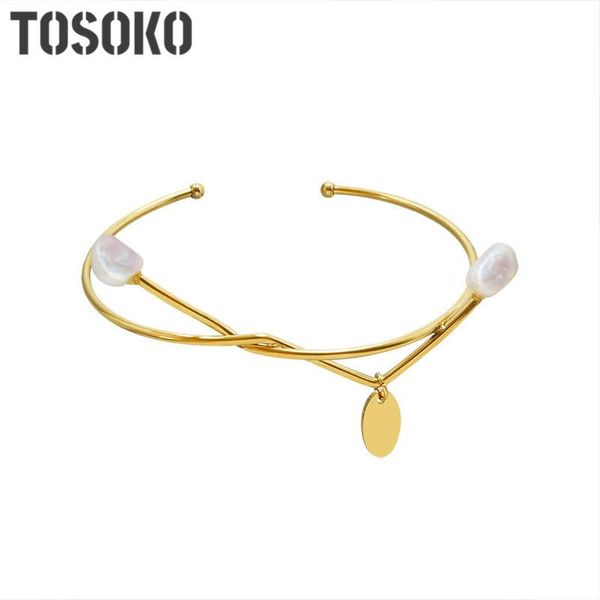 

bangle tofflo stainless steel jewelry baroque fresh water pearl bracelet women's fashion temperament bsz212, Black