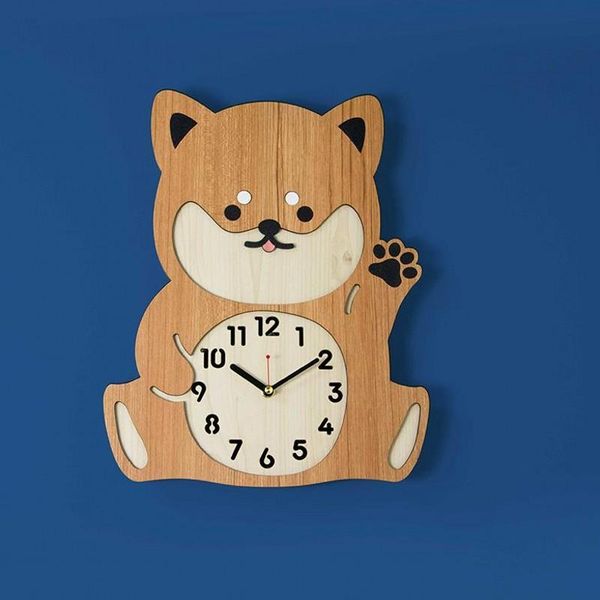 

wall clocks dog quarz clock aesthetic modern design silent digital kids bedroom klokken wandklokken home decoration 33