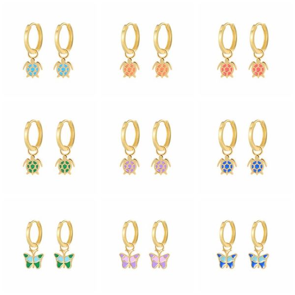 

hoop & huggie boako 2021 925 silver jewelry for women hanging earing pendientes plata enamel animal earrings piercing aretes bijoux femme, Golden;silver