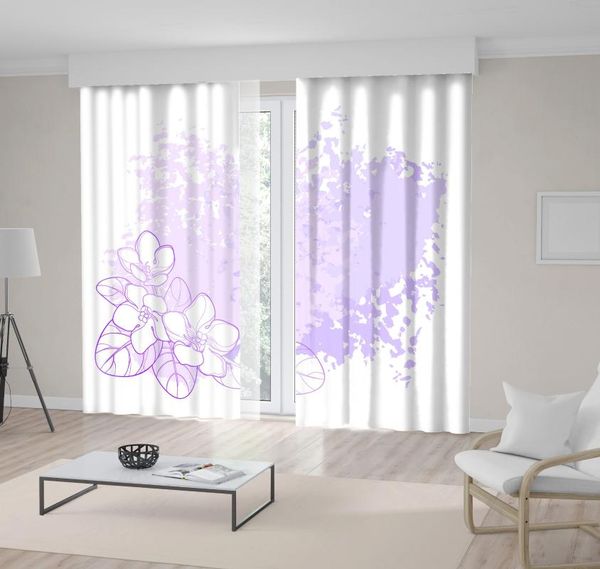 

curtain & drapes saintpaulia african violet flowers leaves nature modern minimalistic artwork purple white
