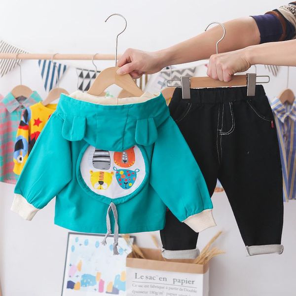 

clothing sets spring boy casual jacket costume clothes suit 2021 cotton toddler boys kid coat + t shirt pants 1 2 3 4 years, White