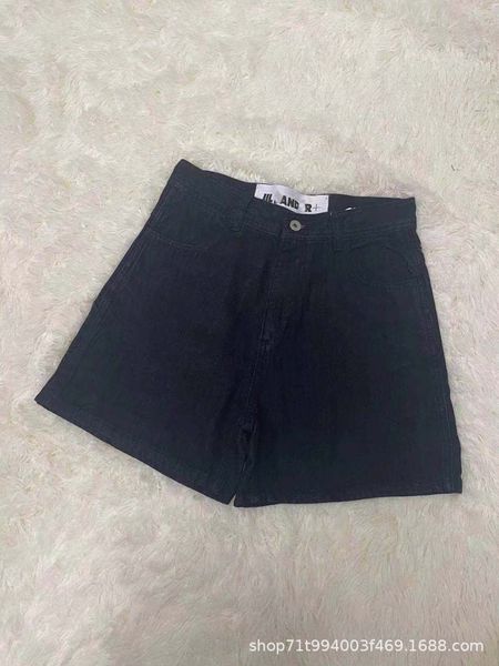 

fashion designers spring and summer new jil dark blue sander show thin aline paste cloth net red same loose jeans women's shorts fashio, White;black