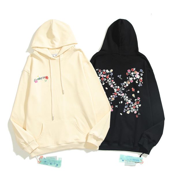 

off style autumn tide brand broken flower arrow hooded loose thin men's and women's sweater leisure couple coat, Black