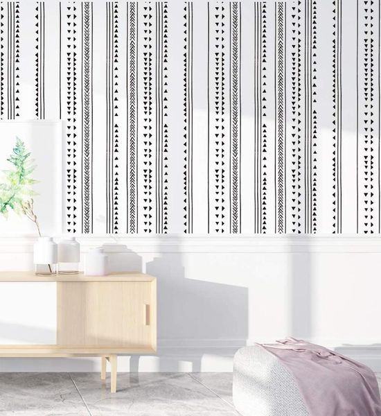 

peel and stick wallpaper triangle arrow trellis black white self adhesive kids room bedroom wall home decoration wallpapers