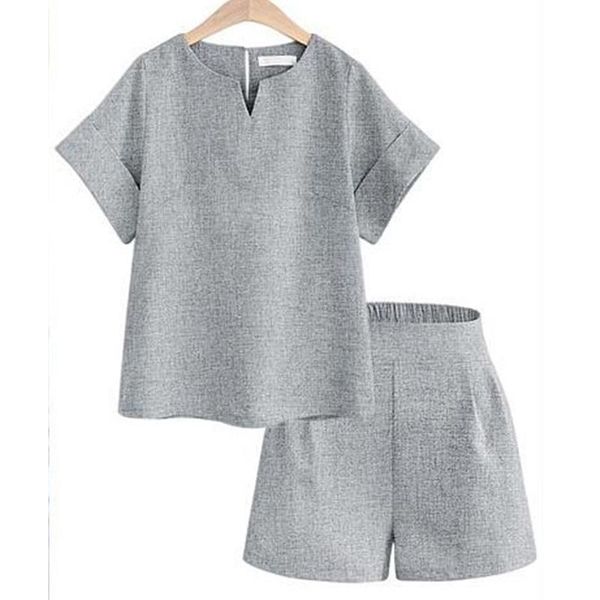 

summer women's two piece set casual sports tracksuit for women short sleeve + shorts plus size oversized 4xl 5xl suits sets tracksuits, Gray