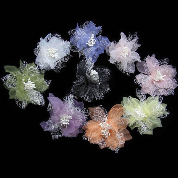 

decorative flowers & wreaths savica 5pcs/lot 10cm organza artificial for headdress wedding decor diy scrapbook crafts flores accessories lx4