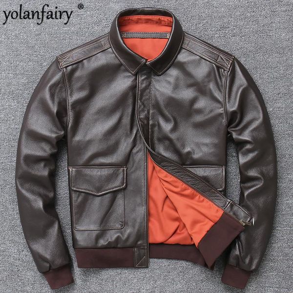 

men's leather & faux vintage genuine jacket men cow korean motorcycle bomber mens jaqueta de couro 1792 yy1002, Black