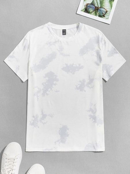 

men tie dye crew neck tee v2w2#, White;black