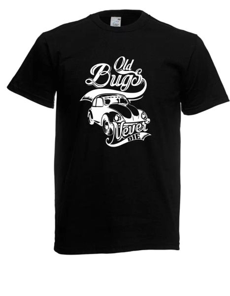 

mens t-shirt  old bugy never die typography vw bug poison day  size up to 5xl, White;black