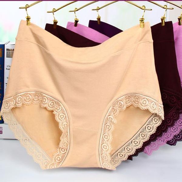 

women's panties high waist underwear cotton crotch breathable belly holding large plus size lace women 60-120kg modal, Black;pink