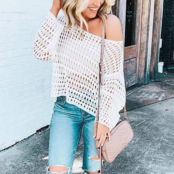

mesh cutout sweater bikini beach sun coverall pullovers pullover rainbow knit women women's sweaters, White;black