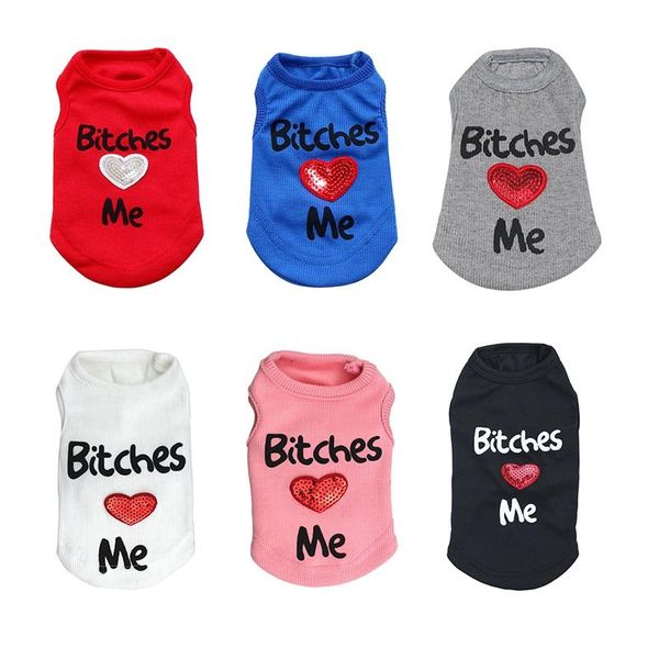 

dog apparel cotton clothes puppy shirt for dogs cat vest small pet t-shirt enligsh letters pinted ropa perro