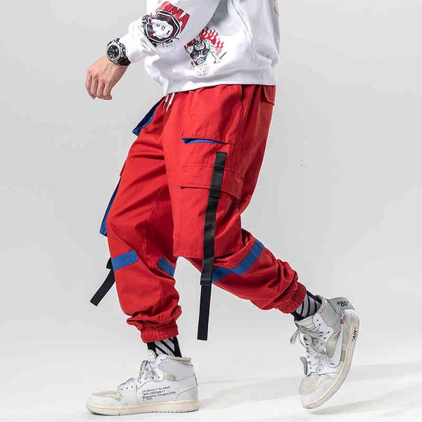 

pants autumn men harajuku streetwear hip hop load tape chain tactical abz450, Black