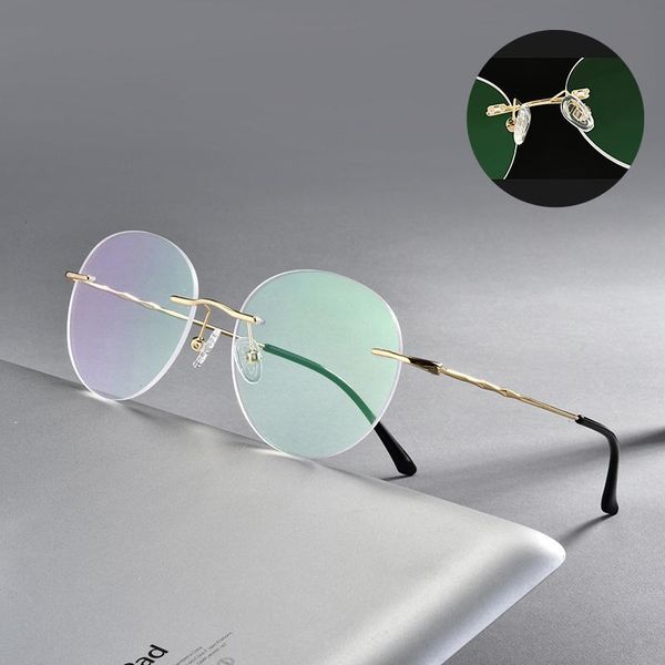 

fashion sunglasses frames rimless glasses frame women ultra-light prescription eyeglasses elasticity myopia optical men vintage round eyewea, Black