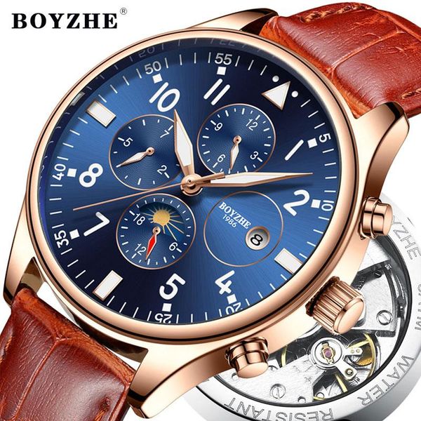 

wristwatches boyzhe fashion casual watches luxury gold business sports blue brand military leather wristwatch man clock relogio masculin, Slivery;brown