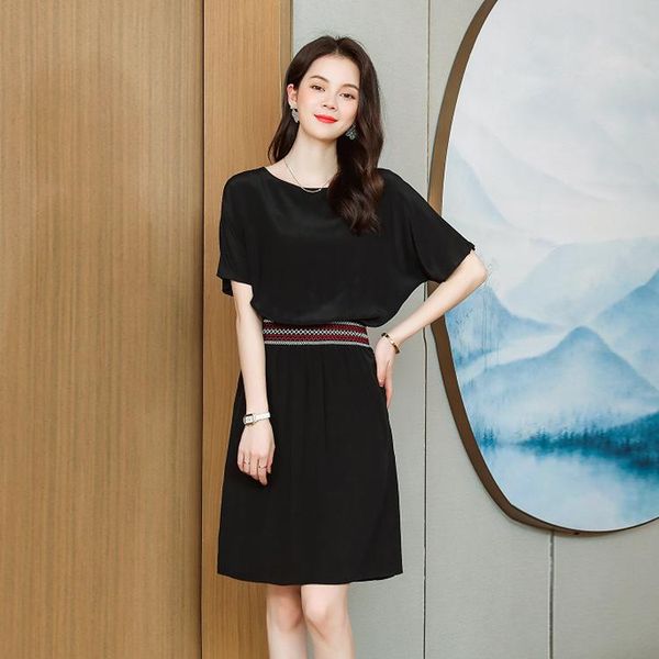 

casual dresses silk dress style ol in summer 2021, Black;gray