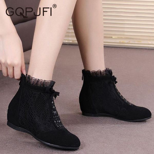 

boots fashion short women's air net increased naked summer single hollow zapatos de mujer 87o3, Black