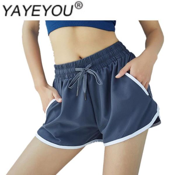 

summer casual women loose shorts pants pockets quick-drying running lined black women's, White;black