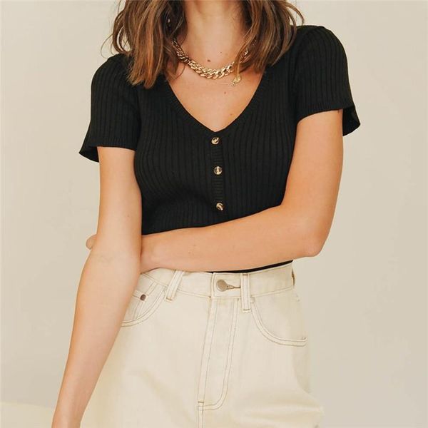 

women's t-shirt women summer t shirts casual short sleeve button up shirt v neck for black basic streetwear, White