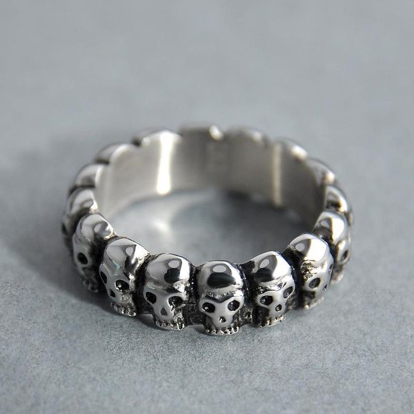

cluster rings creative punk skeleton skull ring for men women gothic retro silver color metal accessories fashion party jewelry gift, Golden;silver