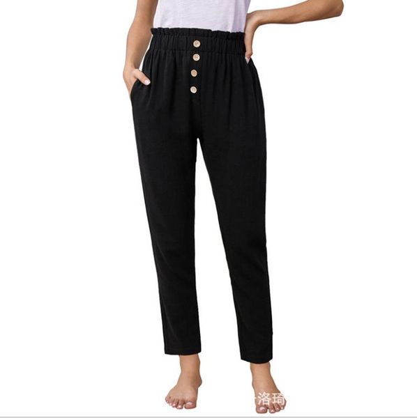 

women's pants & capris summer high waist ruffle casual solid color simple harem holliday travel loose cropped trousers, Black;white
