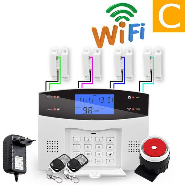 

wired & wireless 433mhz, wifi pstn gsm burglar security alarm system smart home relay output app russian spanish 7 language