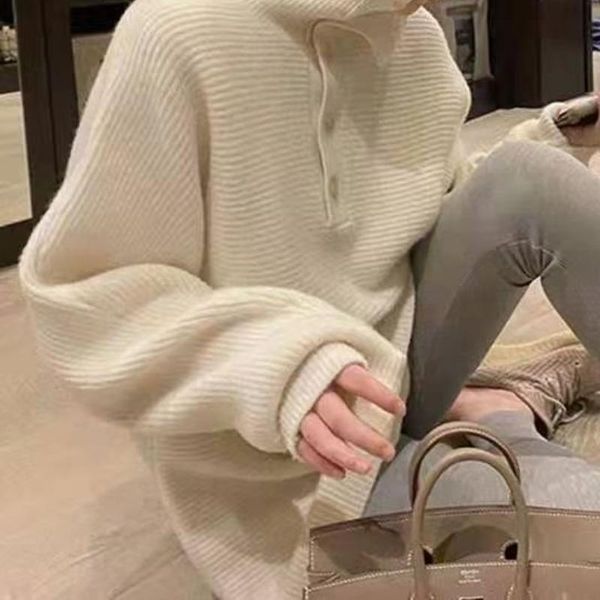

women's sweaters namou drane casual loose button sweater skirt 2021 autumn and winter hedging lazy style outer wear design niche top, White;black