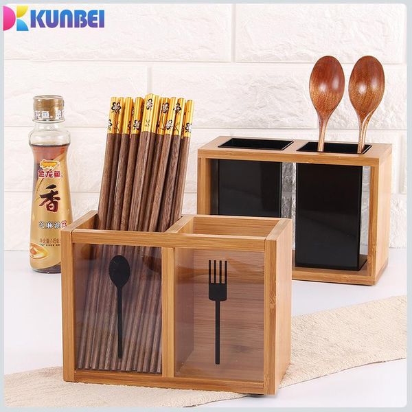 

storage bottles & jars kunbei wooden kitchenware 2 lattice container jar spoon chopstick holder tableware tool kitchen gadget set accessorie