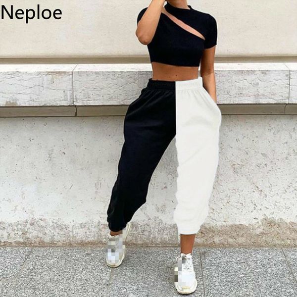 

neploe harajuku wide leg pants women plus size contrast color trousers oversized sweatpants femme hip hop sweatpants 1d477 210423, Black;white