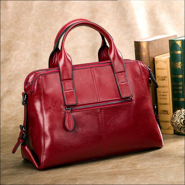 Mulheres uma sacola de compras de ombro grande alta qualidade de alta qualidade material de couro genuíno atacado sacos de moda bolsa de bolsa preto / vermelho / cáqui cl157
