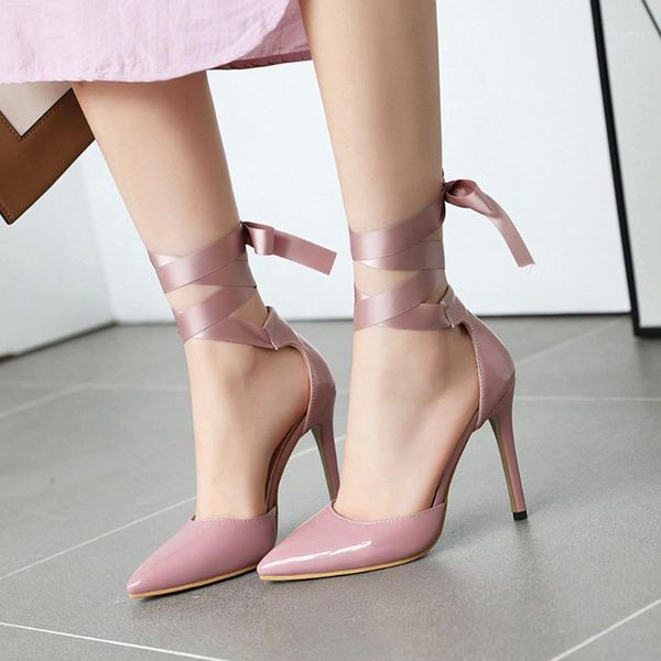 

doratasia 2021 wholesale big size 43 pointed toe ankle-wrap thin high heels women shoes summer party sandals woman1, Black