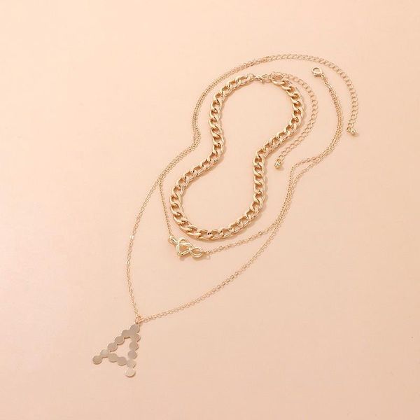 

chains multilayer necklace woman letter necklaces women a pendant ladies jewellery lady jewelry trendy kpop alloy collier, Silver