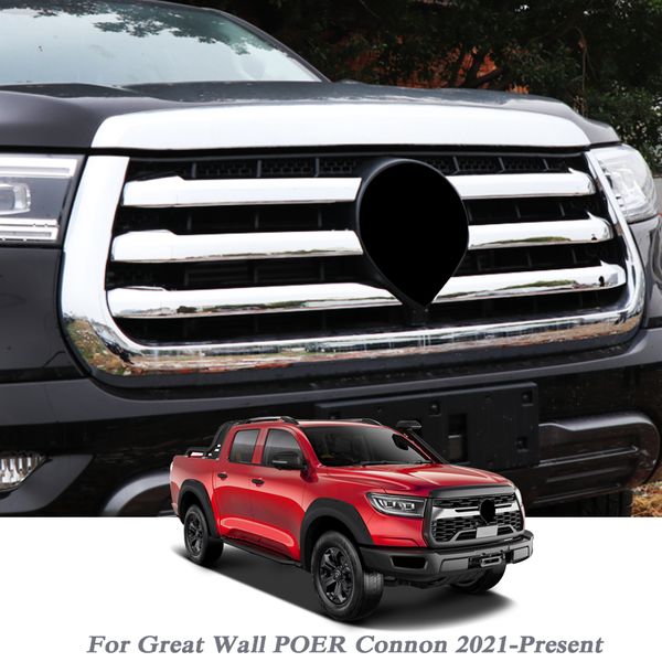 

6pcs car chrome styling front middle grid frame cover sequins for great wall poer connon 2021 2022 protector external auto accessory