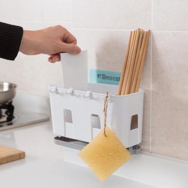 

storage bottles & jars hanging chopsticks cage drain holder rack box household wall mounted kitchen plastic spoon tube