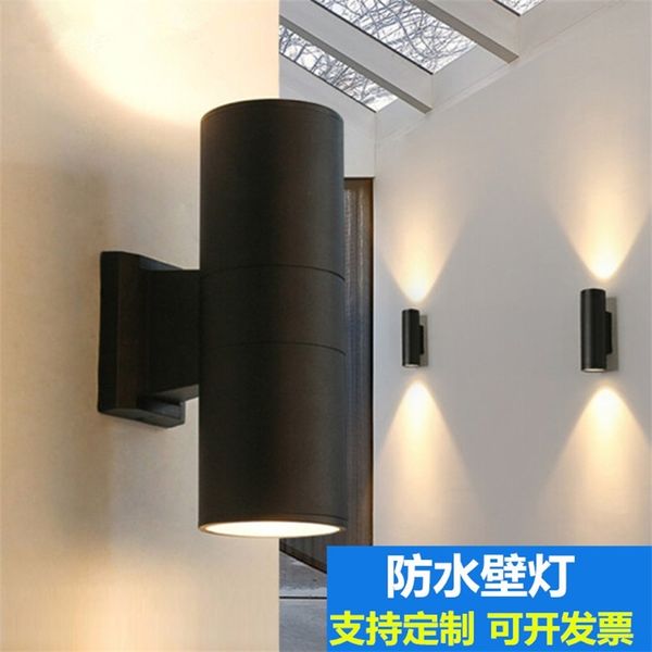 

cob outdoor single aluminum simple circular double head wall lamp led
