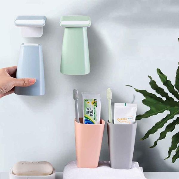 

bathroom storage & organization wall-mounted bathronm organizer mouthwash cup suction toothbrush toothpaste rack holder wall bath
