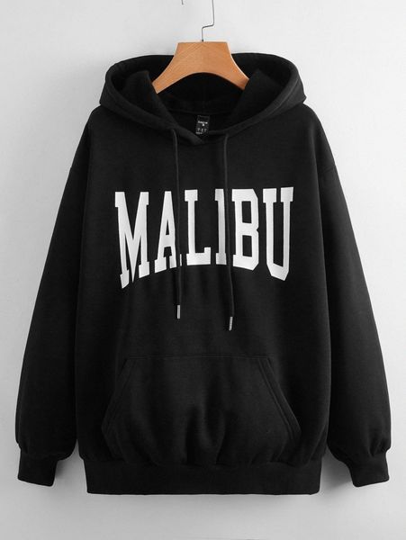 

letter graphic thermal lined oversized hoodie p1fh#, White;black
