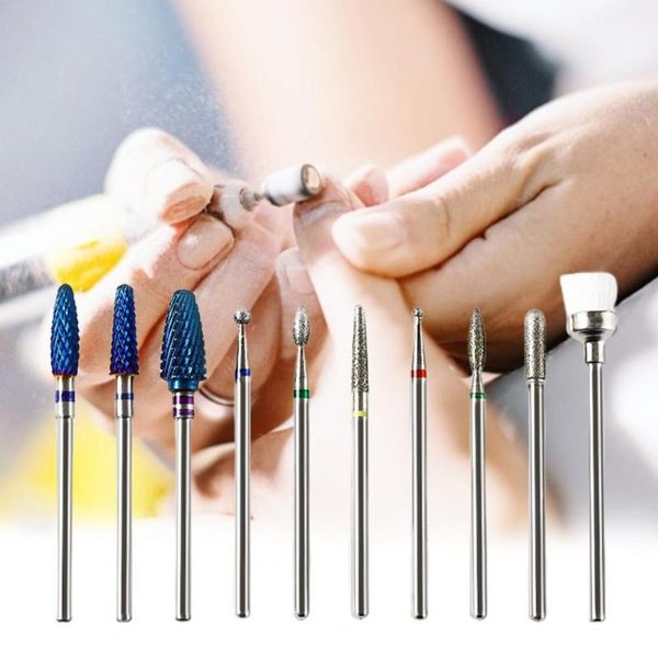 

10pcs/set nail drill bits various styles high strength alloy tungsten manicure grinding heads kit for home art kits
