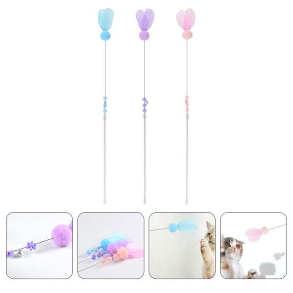 

cat toys 3 pcs teasing rods flirting sticks interactive pet teaser