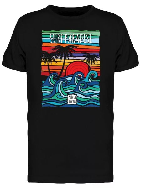 

psychedelic surf paradise aloha men's tee -image by shutterstock, White;black