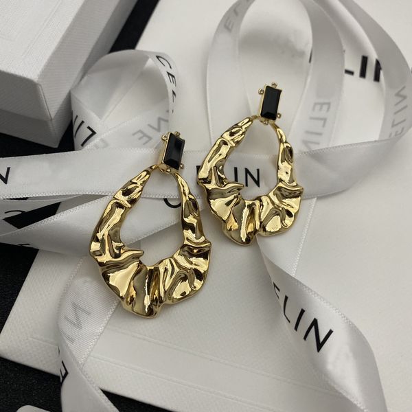 

aaa designer jewelry net red irregular fold gold exaggerated personality earrings cool wind curly earrings, Golden