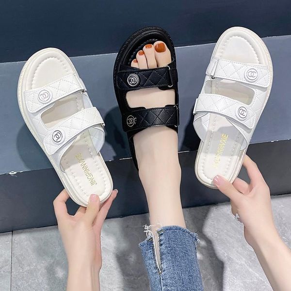 

slippers summer sports women sandals ins student female women's casual shoes designer flat, Black