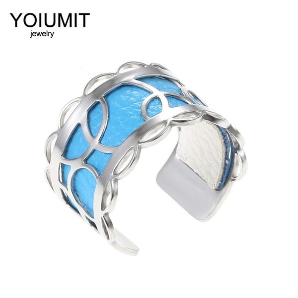 

cluster rings cremo fashion argent open resizable finger for women bijoux homme stainless steel reversible leather bague femme, Golden;silver